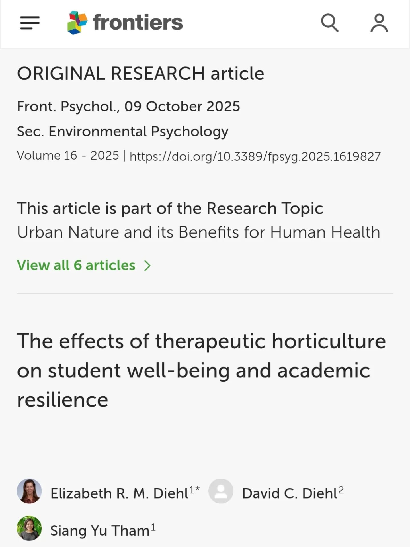 I'm delighted to share that our research on therapeutic horticulture and student wellbeing has been published! 
The study found that students who attended at least 8 weeks of therapeutic horticulture programming experienced significant reductions in stress and anxiety, as well as significant improvements in resilience and academic resilience.
Looking forward to introducing this to more educational institutions. Drop us an email if you want us to start a programme in your school!
#therapeutichorticulture #mentalhealth #mentalwellbeing
